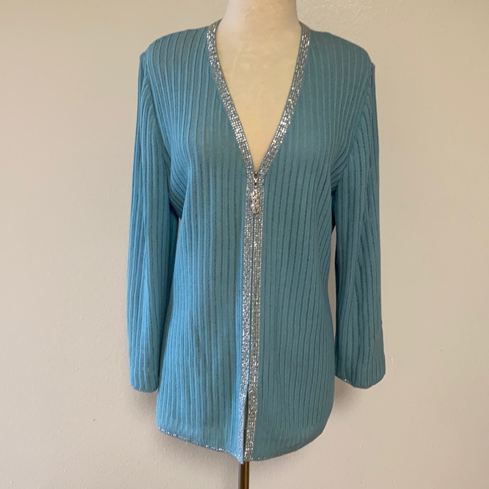St John Vintage Light Blue Knit Cardigan 12
